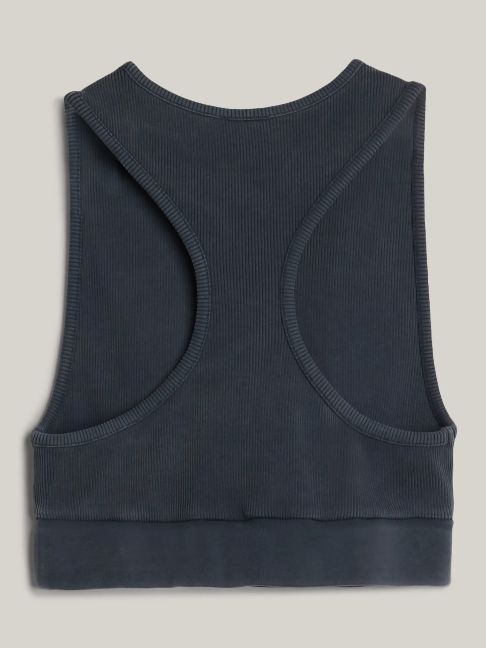 T-Shirty*Tommy Hilfiger Prążkowana Koszulka O Skróconym Kroju Bez Rękawów WET SLATE