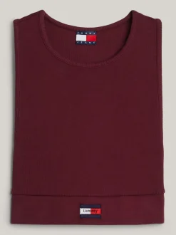 T-Shirty*Tommy Hilfiger Prążkowana Koszulka O Skróconym Kroju Bez Rękawów DEEP ROUGE