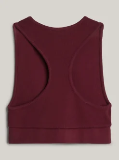 T-Shirty*Tommy Hilfiger Prążkowana Koszulka O Skróconym Kroju Bez Rękawów DEEP ROUGE