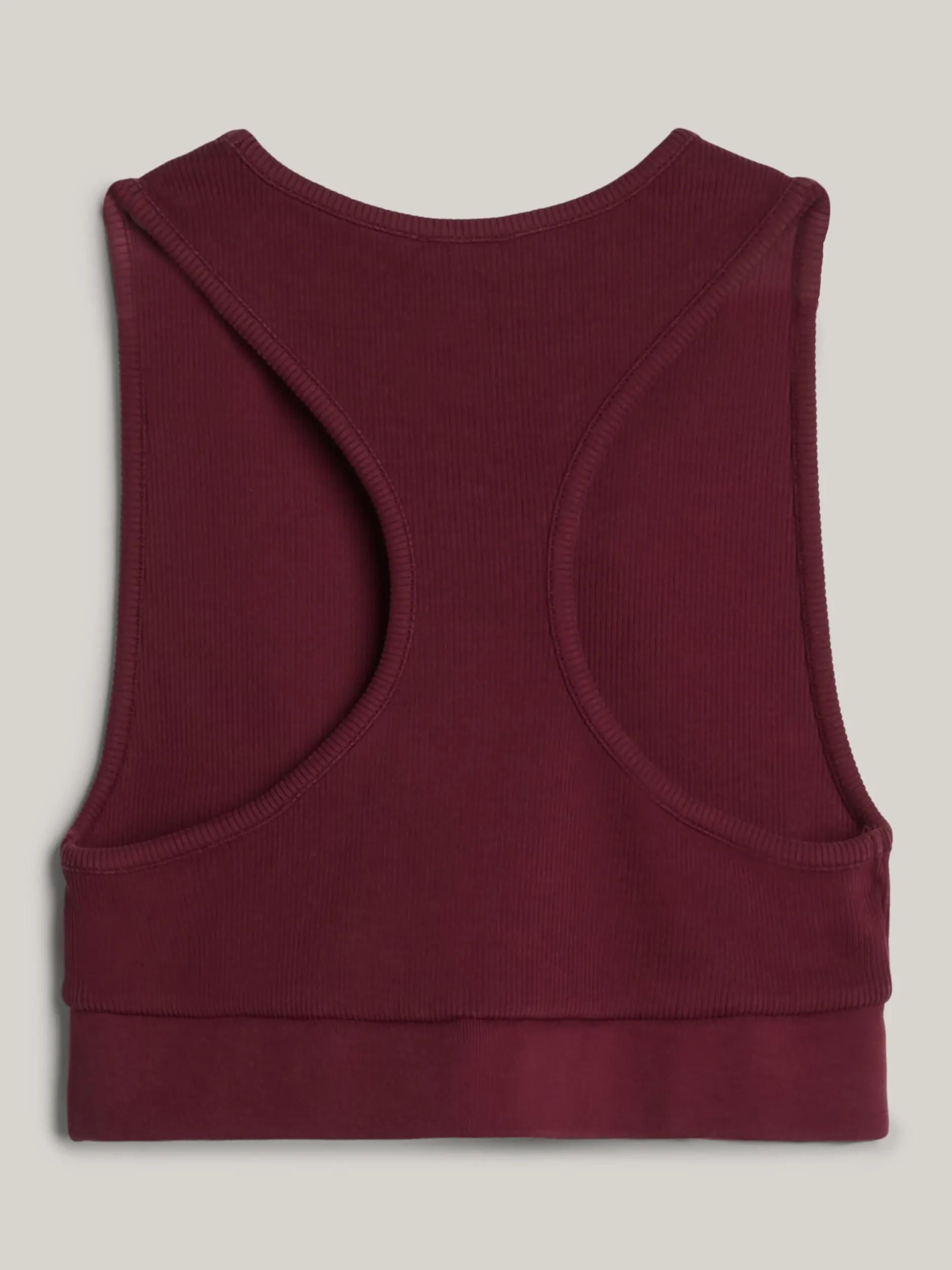T-Shirty*Tommy Hilfiger Prążkowana Koszulka O Skróconym Kroju Bez Rękawów DEEP ROUGE
