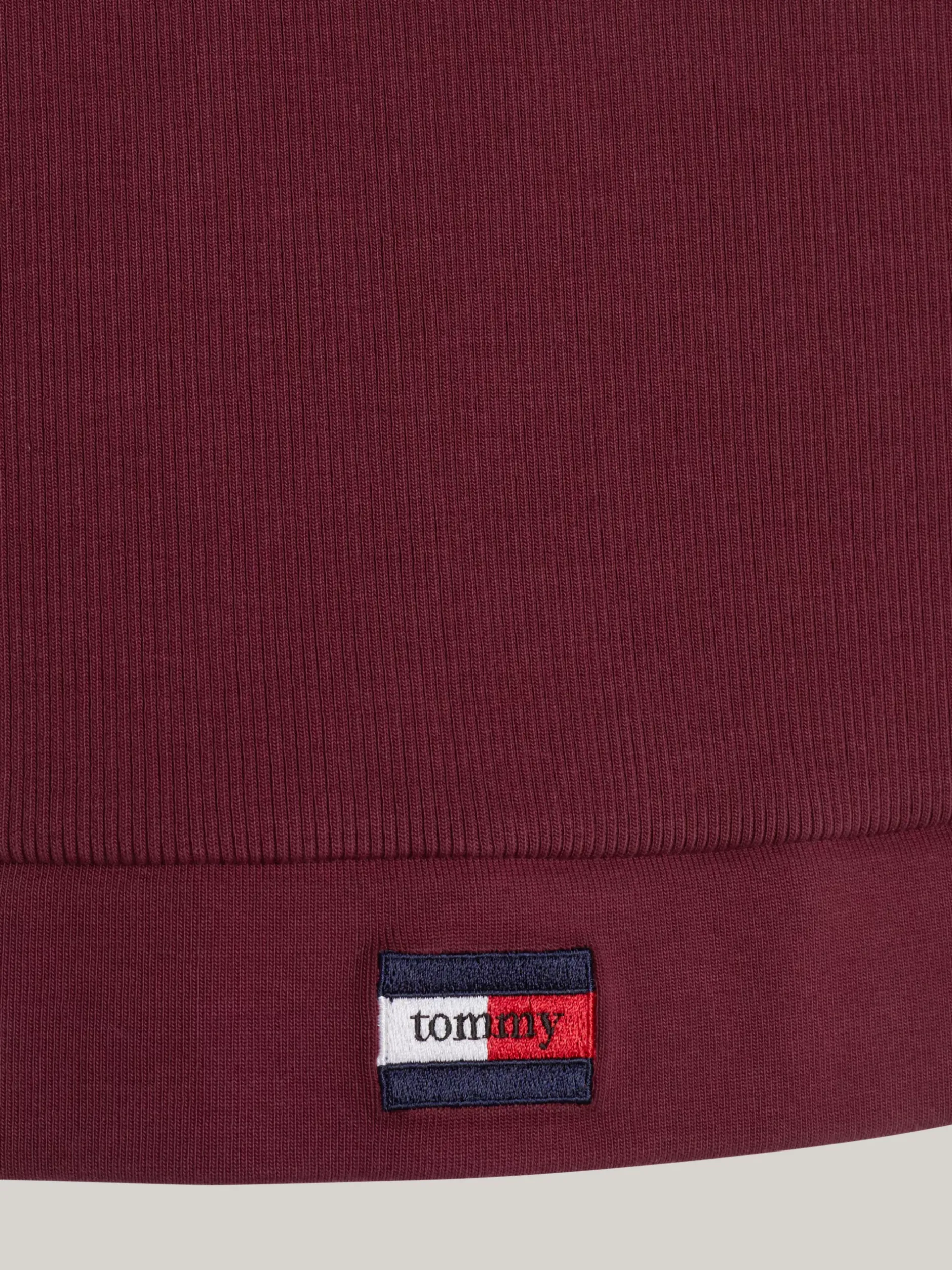T-Shirty*Tommy Hilfiger Prążkowana Koszulka O Skróconym Kroju Bez Rękawów DEEP ROUGE