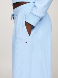 Spodnie*Tommy Hilfiger Prążkowane Joggery Z Szerokimi Nogawkami VESSEL BLUE