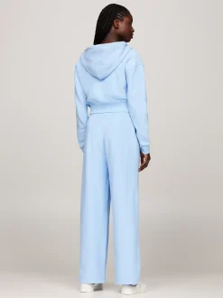 Spodnie*Tommy Hilfiger Prążkowane Joggery Z Szerokimi Nogawkami VESSEL BLUE