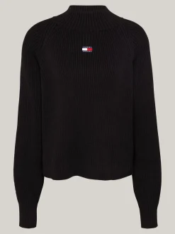 Swetry|Dzianina*Tommy Hilfiger Prążkowany Sweter O Pudełkowym Kroju BLACK