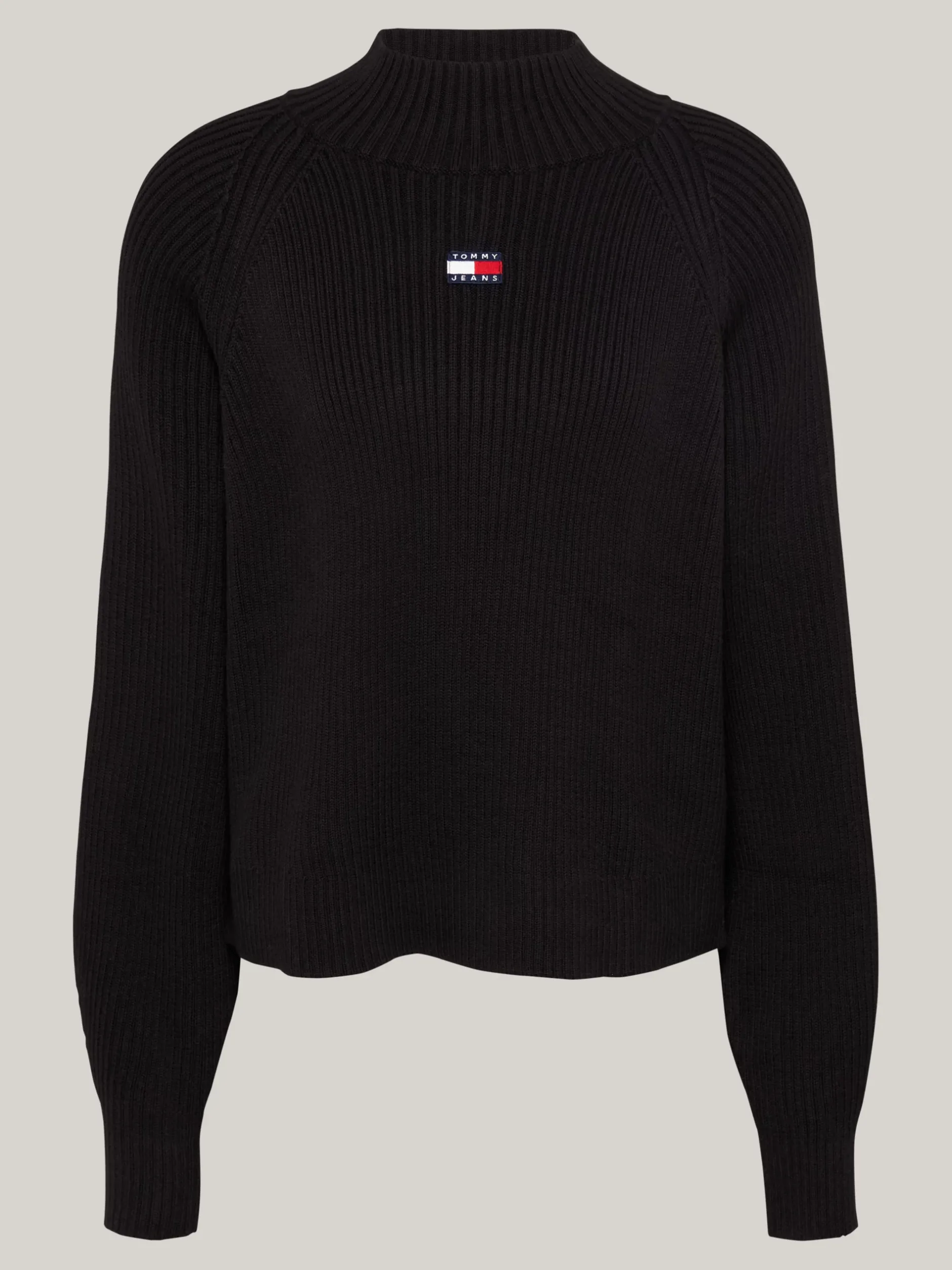 Swetry|Dzianina*Tommy Hilfiger Prążkowany Sweter O Pudełkowym Kroju BLACK