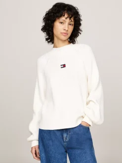 Swetry|Dzianina*Tommy Hilfiger Prążkowany Sweter O Pudełkowym Kroju ANCIENT WHITE