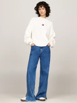 Swetry|Dzianina*Tommy Hilfiger Prążkowany Sweter O Pudełkowym Kroju ANCIENT WHITE
