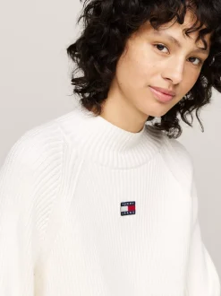 Swetry|Dzianina*Tommy Hilfiger Prążkowany Sweter O Pudełkowym Kroju ANCIENT WHITE