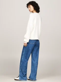 Swetry|Dzianina*Tommy Hilfiger Prążkowany Sweter O Pudełkowym Kroju ANCIENT WHITE