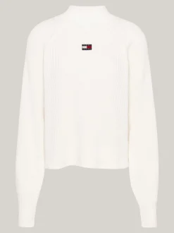 Swetry|Dzianina*Tommy Hilfiger Prążkowany Sweter O Pudełkowym Kroju ANCIENT WHITE