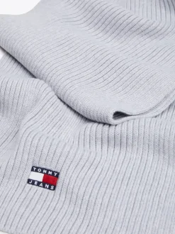 Czapki I Szaliki*Tommy Hilfiger Prążkowany Szalik Z Naszywką Heritage SILVER GREY HTR