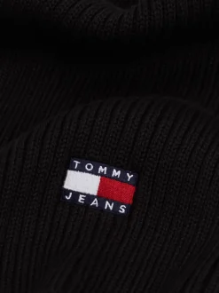 Czapki I Szaliki*Tommy Hilfiger Prążkowany Szalik Z Naszywką Heritage BLACK