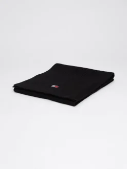 Czapki I Szaliki*Tommy Hilfiger Prążkowany Szalik Z Naszywką Heritage BLACK
