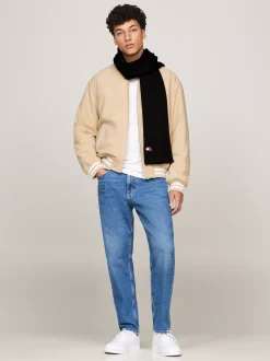 Czapki I Szaliki*Tommy Hilfiger Prążkowany Szalik Z Naszywką Heritage BLACK