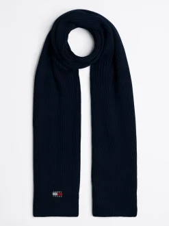 Czapki I Szaliki*Tommy Hilfiger Prążkowany Szalik Z Naszywką Heritage DARK NIGHT NAVY