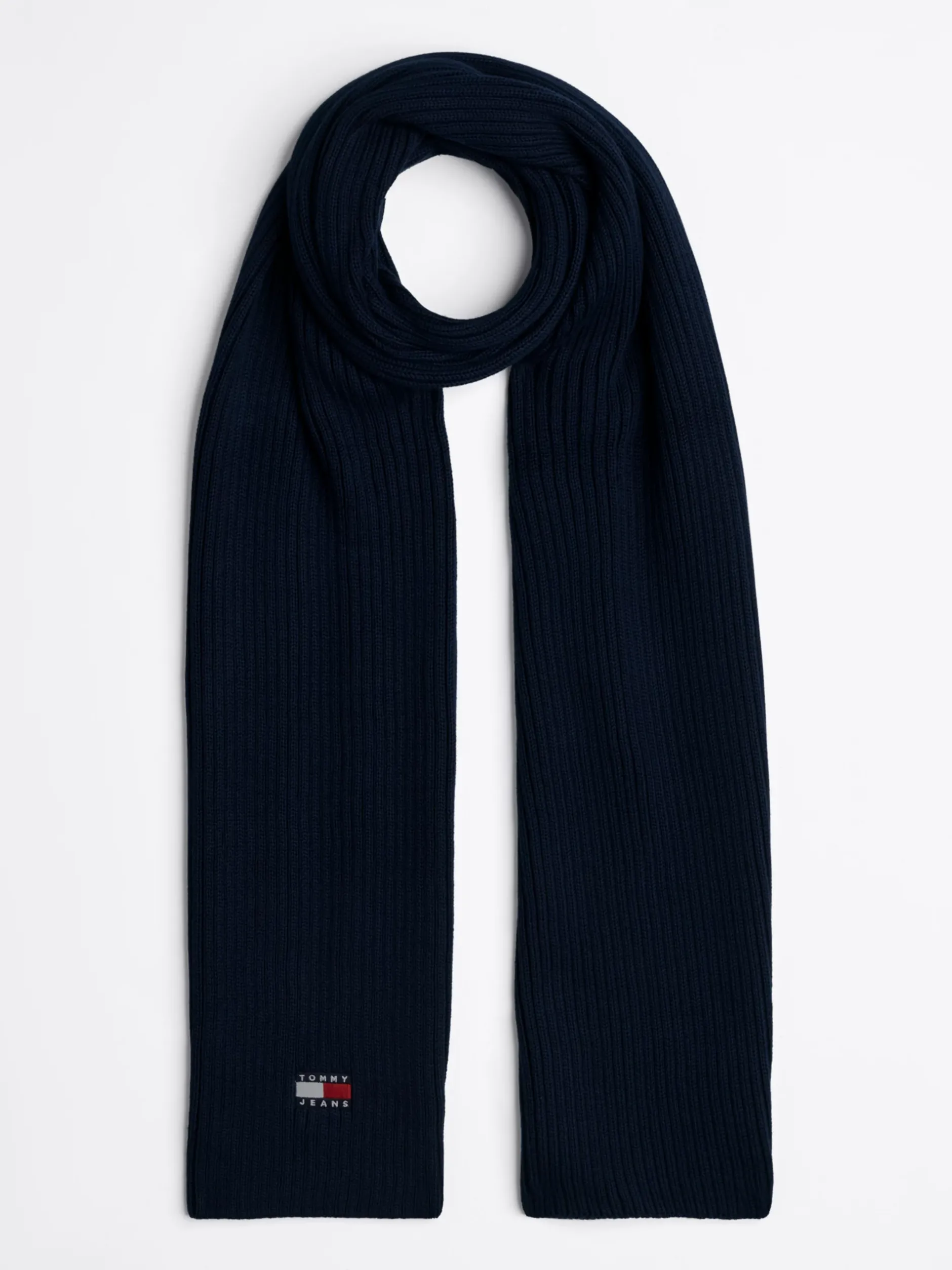Czapki I Szaliki*Tommy Hilfiger Prążkowany Szalik Z Naszywką Heritage DARK NIGHT NAVY