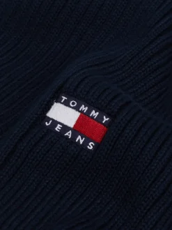 Czapki I Szaliki*Tommy Hilfiger Prążkowany Szalik Z Naszywką Heritage DARK NIGHT NAVY