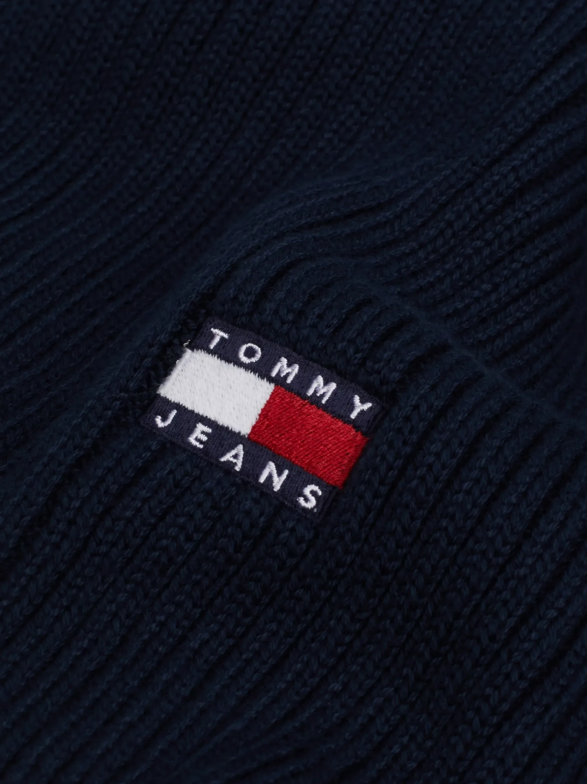 Czapki I Szaliki*Tommy Hilfiger Prążkowany Szalik Z Naszywką Heritage DARK NIGHT NAVY