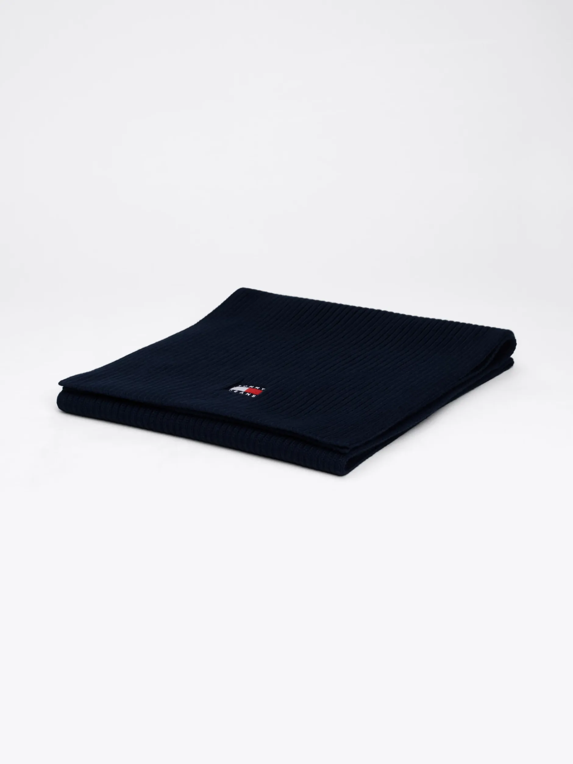 Czapki I Szaliki*Tommy Hilfiger Prążkowany Szalik Z Naszywką Heritage DARK NIGHT NAVY