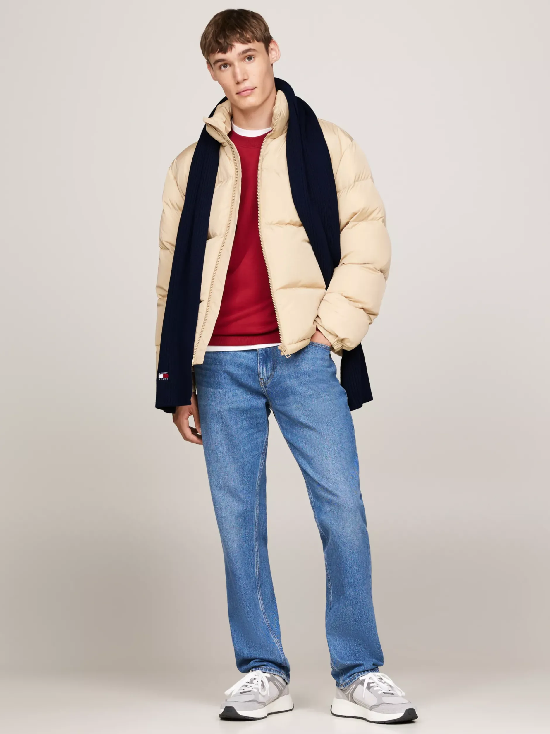 Czapki I Szaliki*Tommy Hilfiger Prążkowany Szalik Z Naszywką Heritage DARK NIGHT NAVY