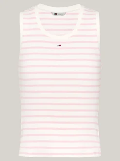 T-Shirty*Tommy Hilfiger Prążkowany Top Bez Rękawów W Bretońskie Paski BALLET PINK / MULTI