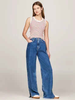 T-Shirty*Tommy Hilfiger Prążkowany Top Bez Rękawów W Bretońskie Paski REGATTA RED / MULTI
