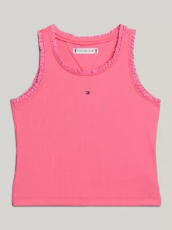 Topy I T-Shirty*Tommy Hilfiger Prążkowany Top Z Kolekcji Essential GLAMOUR PINK
