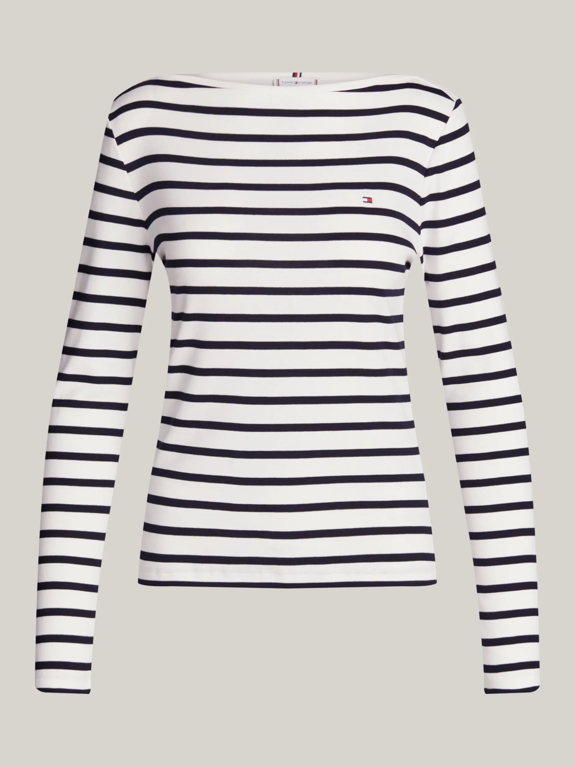 T-Shirty*Tommy Hilfiger Prążkowany T-shirt Z Długim Rękawem BRETON ECRU/DESERT SKY