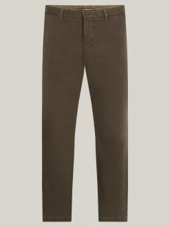 Spodnie*Tommy Hilfiger Proste Chinosy Denton Farbowane Po Uszyciu ARMY GREEN