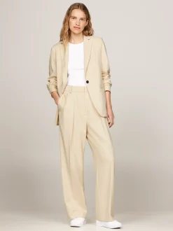 Spodnie*Tommy Hilfiger Proste Spodnie Z Zaszewkami COUNTRY IVORY