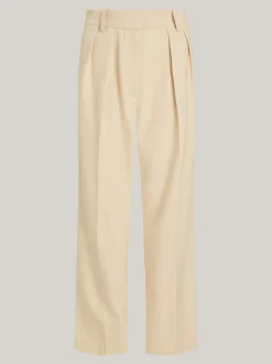 Spodnie*Tommy Hilfiger Proste Spodnie Z Zaszewkami COUNTRY IVORY