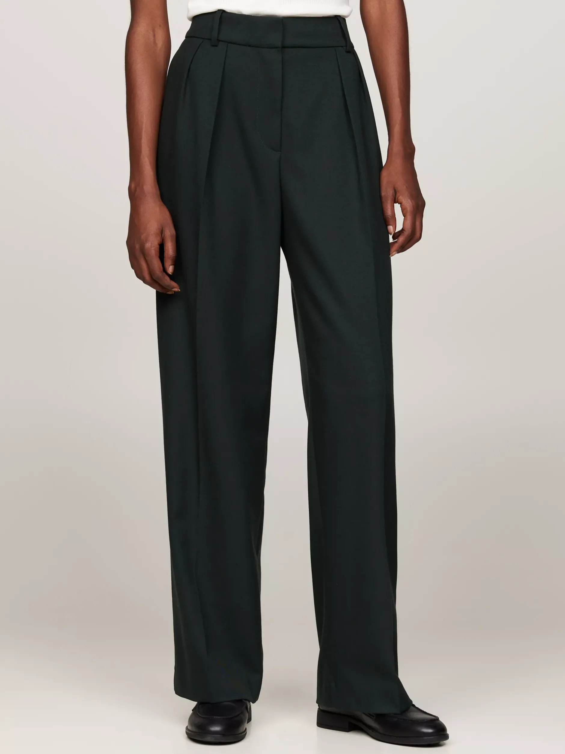 Spodnie*Tommy Hilfiger Proste Spodnie Z Zaszewkami MIDNIGHT MOSS