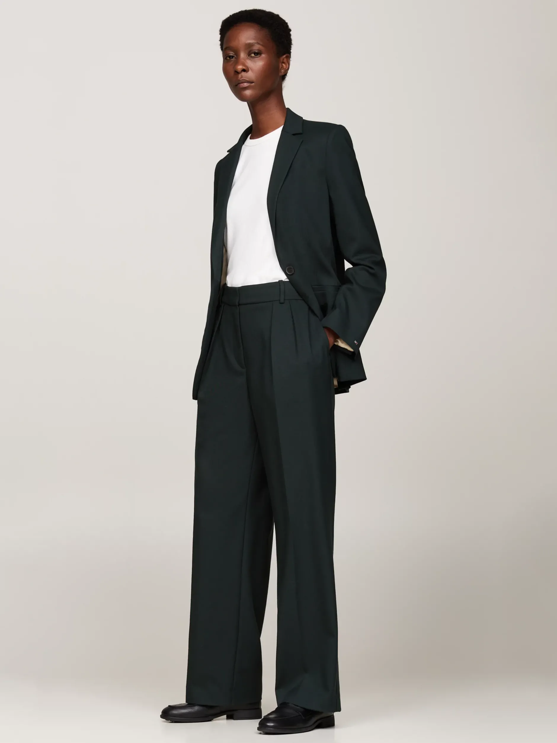 Spodnie*Tommy Hilfiger Proste Spodnie Z Zaszewkami MIDNIGHT MOSS