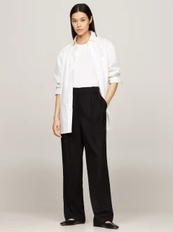 Spodnie*Tommy Hilfiger Proste Spodnie Z Zaszewkami BLACK