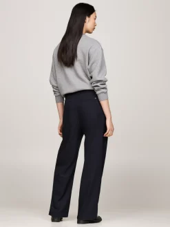 Spodnie*Tommy Hilfiger Proste Spodnie Z Zaszewkami DESERT SKY