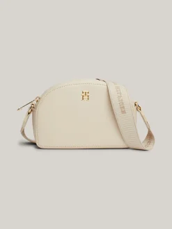 Torebki Na Pasku*Tommy Hilfiger Prostokątna Torebka Na Ramię Z Logo Na Pasku CLASSIC BEIGE