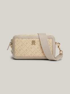 Torebki Na Pasku*Tommy Hilfiger Prostokątna Torebka TH Monoplay BEIGE