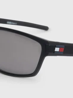 Okulary Przeciwsłoneczne*Tommy Hilfiger Prostokątne Okulary Przeciwsłoneczne MATTE BLACK GREY