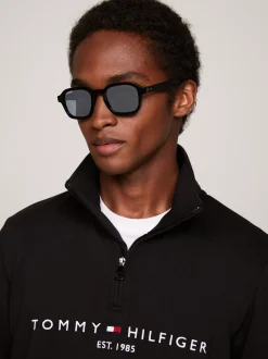 Okulary Przeciwsłoneczne*Tommy Hilfiger Prostokątne Okulary Przeciwsłoneczne Z Nitami BLACK