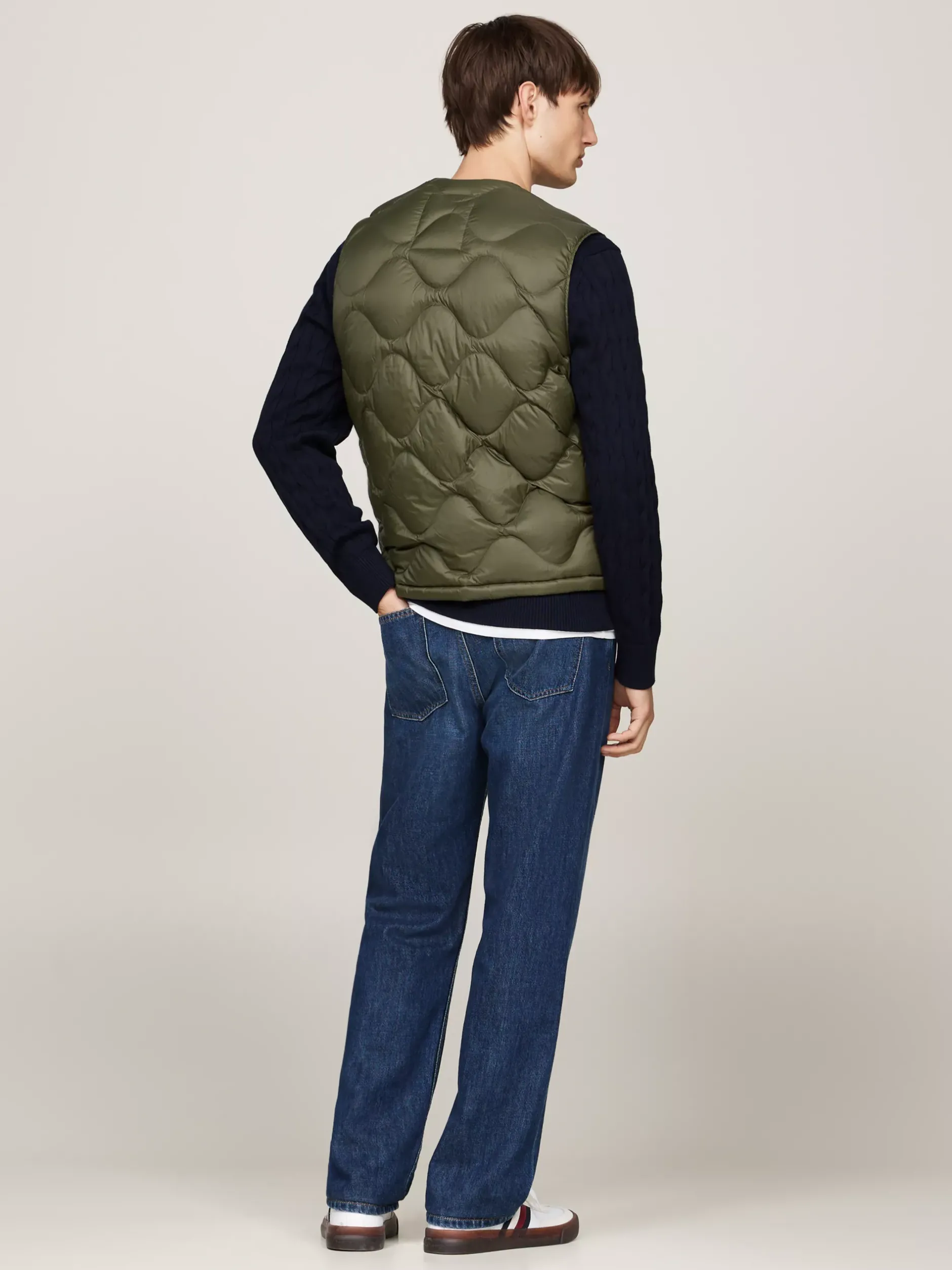 Kurtki & Płaszcze*Tommy Hilfiger Puchowa Kamizelka Z Falowanym Pikowaniem ARMY GREEN