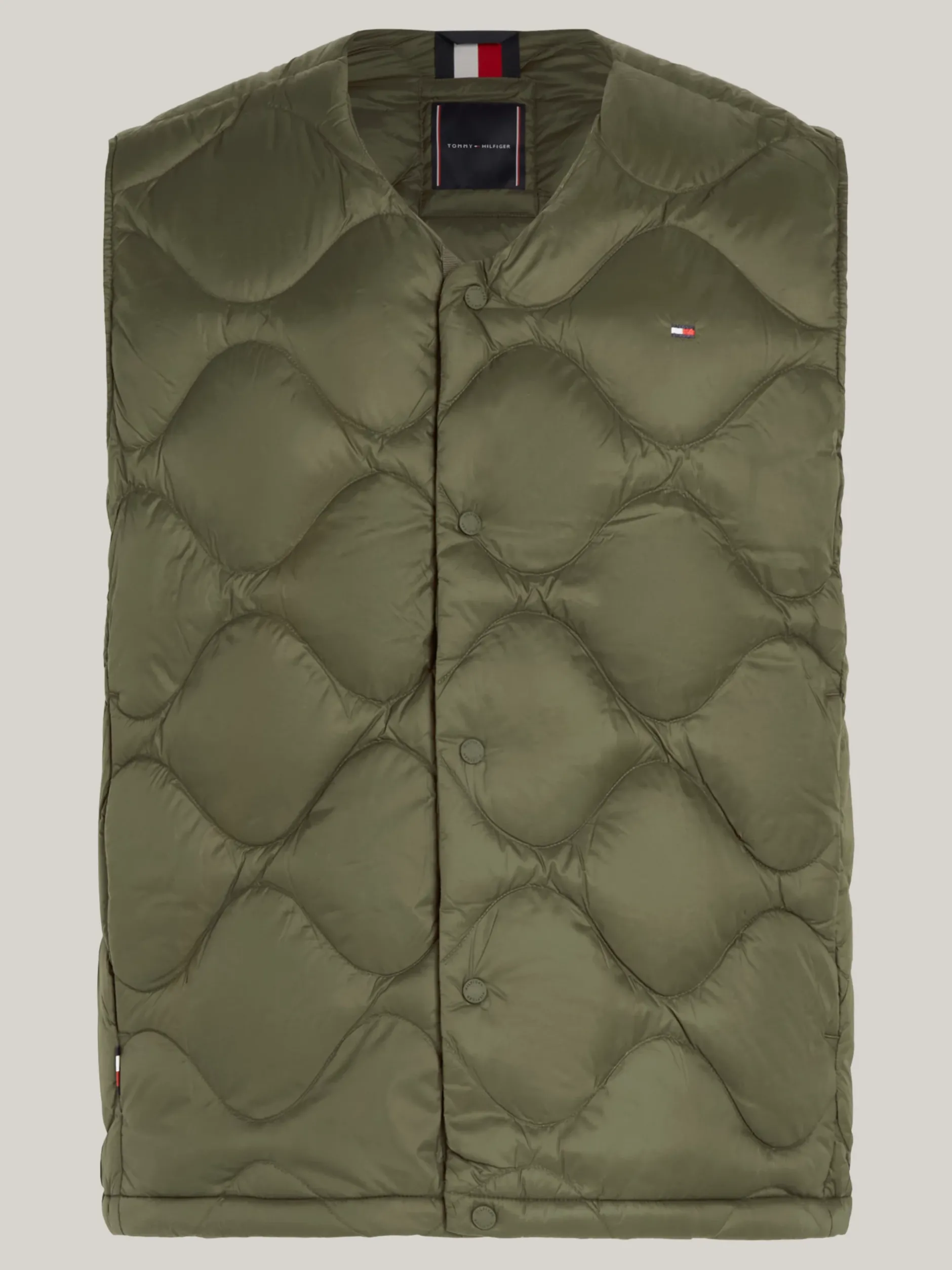 Kurtki & Płaszcze*Tommy Hilfiger Puchowa Kamizelka Z Falowanym Pikowaniem ARMY GREEN