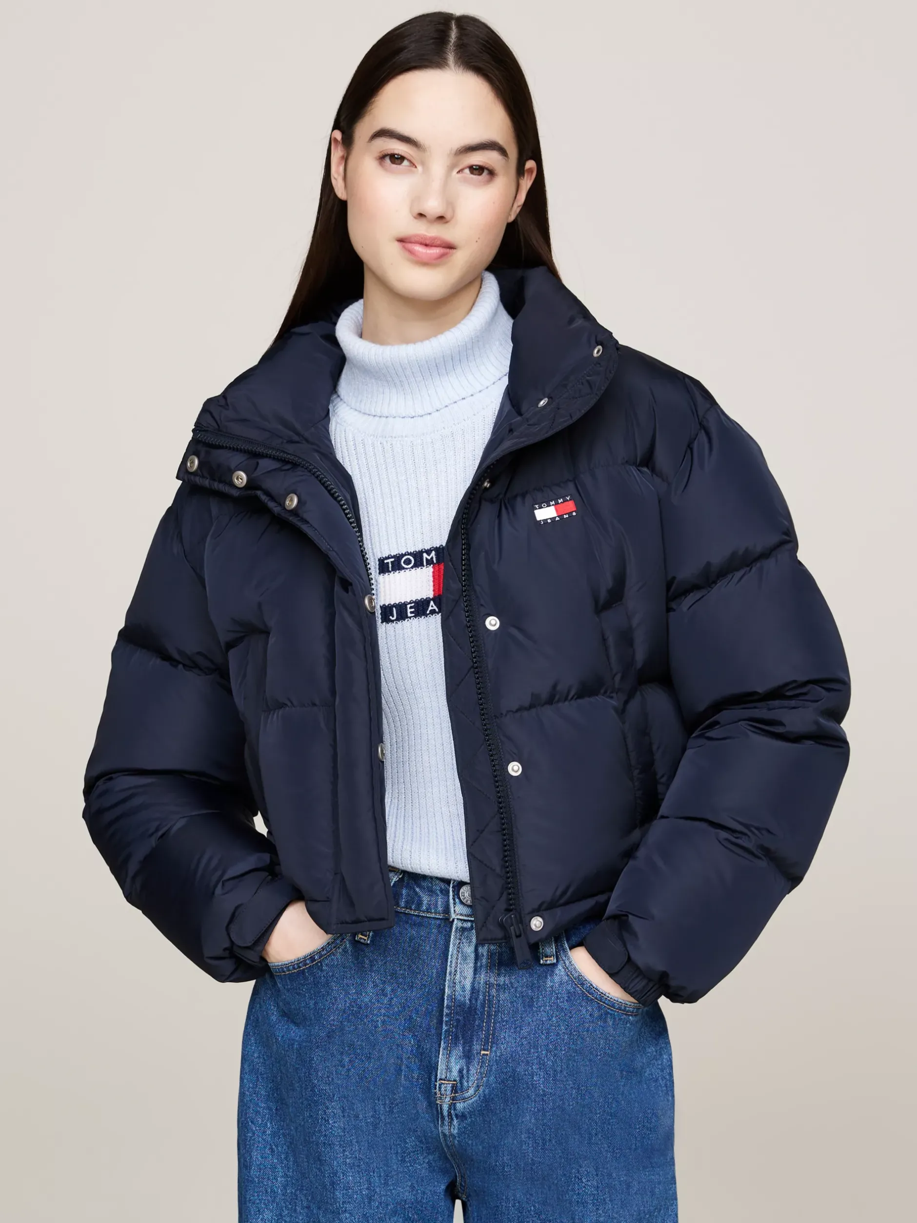 Kurtki & Płaszcze*Tommy Hilfiger Puchowa Kurtka Alaska Z Logo Z Tyłu DARK NIGHT NAVY
