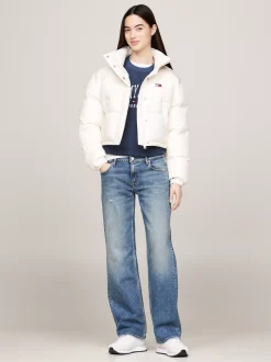 Kurtki & Płaszcze*Tommy Hilfiger Puchowa Kurtka Alaska Z Logo Z Tyłu ANCIENT WHITE
