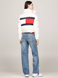Kurtki & Płaszcze*Tommy Hilfiger Puchowa Kurtka Alaska Z Logo Z Tyłu ANCIENT WHITE