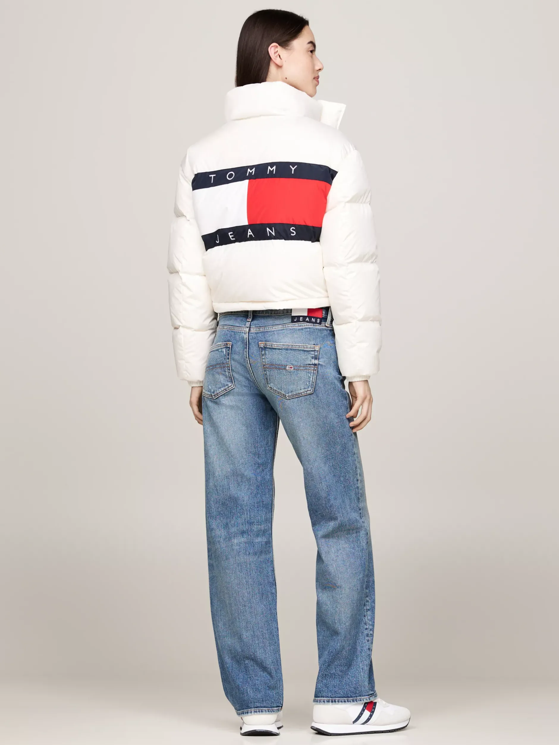 Kurtki & Płaszcze*Tommy Hilfiger Puchowa Kurtka Alaska Z Logo Z Tyłu ANCIENT WHITE