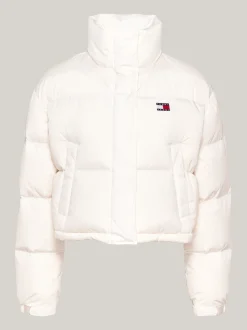 Kurtki & Płaszcze*Tommy Hilfiger Puchowa Kurtka Alaska Z Logo Z Tyłu ANCIENT WHITE