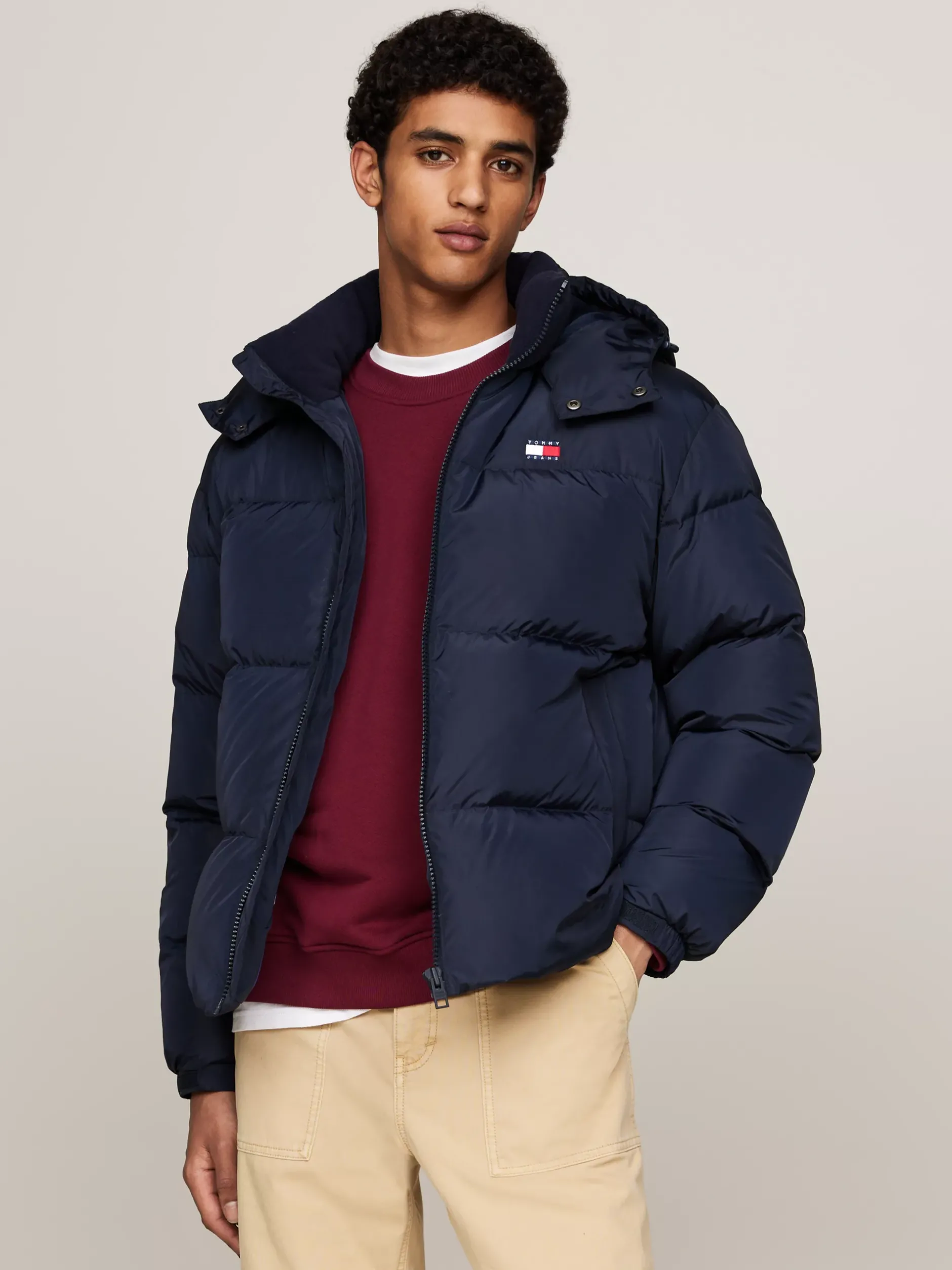 Kurtki & Płaszcze*Tommy Hilfiger Puchowa Kurtka Alaska Z Naszywką Z Flagą DARK NIGHT NAVY