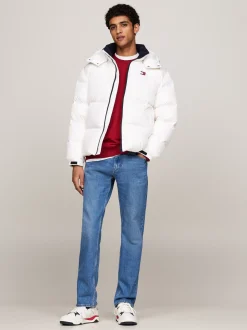 Kurtki & Płaszcze*Tommy Hilfiger Puchowa Kurtka Alaska Z Naszywką Z Flagą WHITE