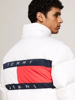 Kurtki & Płaszcze*Tommy Hilfiger Puchowa Kurtka Alaska Z Naszywką Z Flagą WHITE