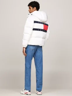 Kurtki & Płaszcze*Tommy Hilfiger Puchowa Kurtka Alaska Z Naszywką Z Flagą WHITE